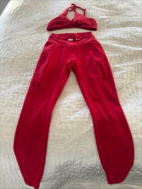 Bombshell Sportswear Red Leggings and Sports Bra Set